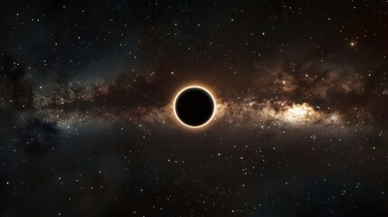Fototapeta premium A black hole in the center of the Milky Way galaxy, surrounded by stars and cosmic dust.