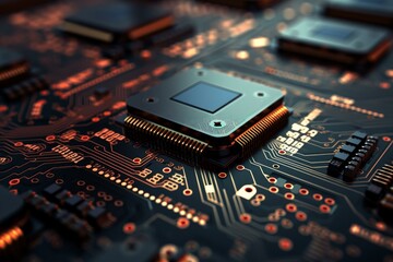 Close up of cpu connecting to motherboard, showcasing intricate electronic circuitry and highlighting technological advancement