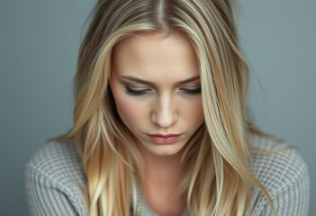 Fototapeta premium Blond female with melancholic expression