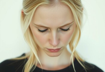 Nordic blond woman with forlorn expression