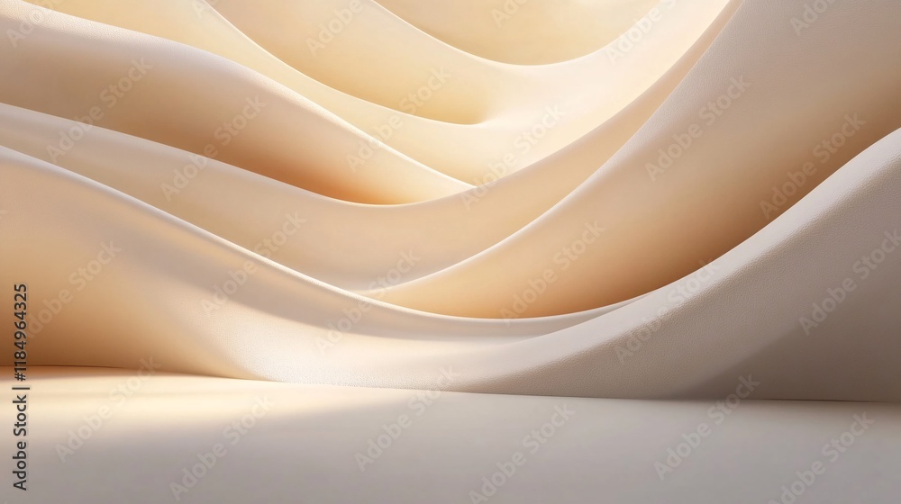 Aufkleber Abstract beige background with flowing drapes creating soft waves
