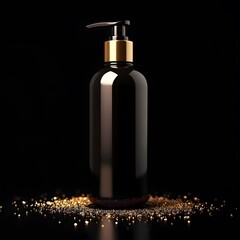 Golden Flakes A Shimmering Haircare Bottle in Black