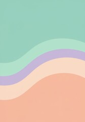 Fototapeta premium Abstract pastel waves in green, purple, and peach minimalist design