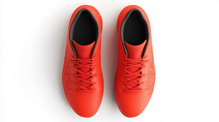 A digital 3D image of outdoor soccer cleats viewed from above, presented on a pure white background.