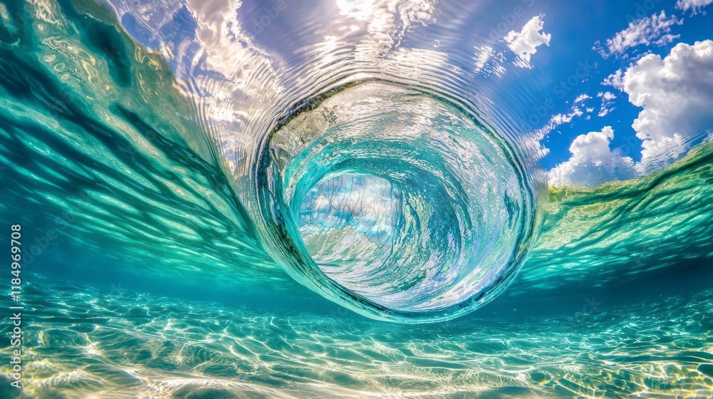 Poster colorful jellyfish gracefully swirl through the bright, clear waters, creating a mesmerizing display