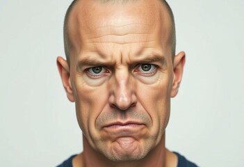 Obraz premium Portrait of a bald man with a stern expression