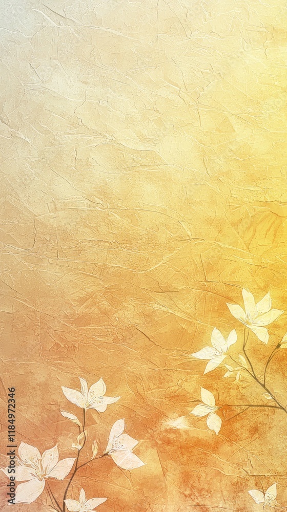 Poster soft pastel textures blend seamlessly with delicate floral designs, creating a tranquil atmosphere. 
