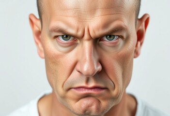 Obraz premium A bald man with a scowl on his face