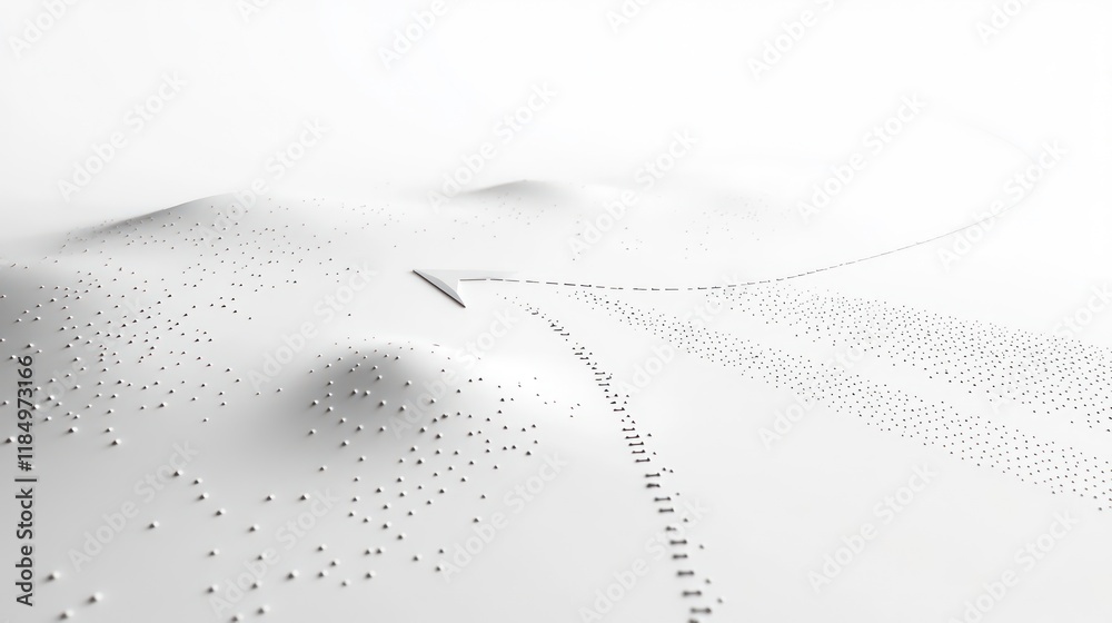 Aufkleber Abstract white textured surface with dots forming paths and hills.