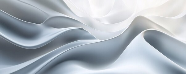 Abstract silver and white wavy background flowing smoothly