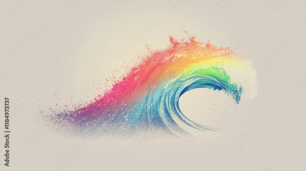 Poster abstract rainbow wave splash on light background.
