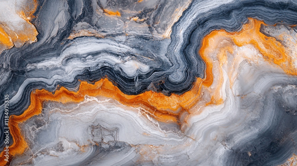 Aufkleber abstract marble texture background showing wavy orange and grey pattern