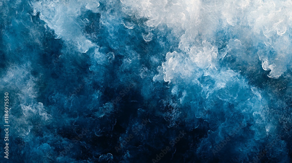 Aufkleber blue and white ink mixing in water creating abstract shapes