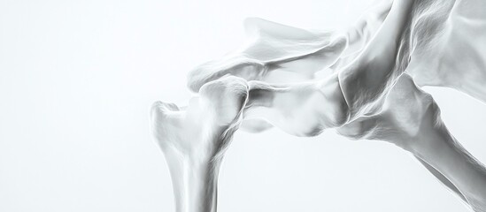 Close-up of a hip joint, showing femur and pelvis bones.