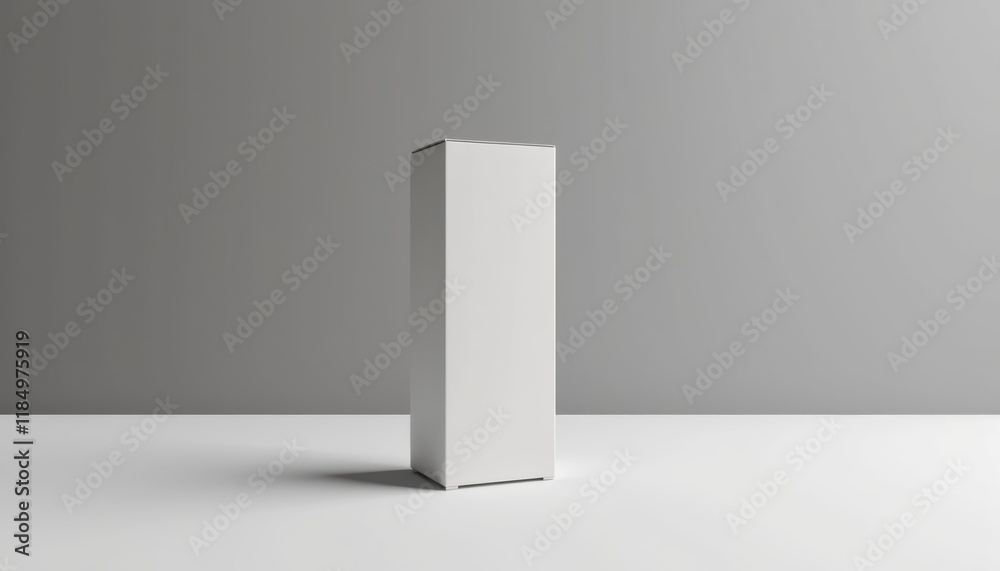 Poster minimalistic mockup of a tube box on a flat surface, with sharp edges and clean design, no distracti
