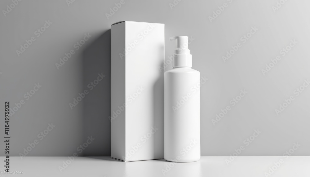 Poster close-up view of a tube box mockup, with a focus on the logo and design elements, against a simple, 