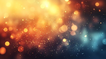 Abstract festive orange blue bokeh lights creating magical christmas background