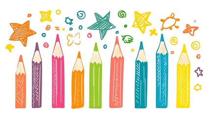 A Set of Playful Pencils, Each One Eager to Add a Splash of Color and Creativity to Every Sketch