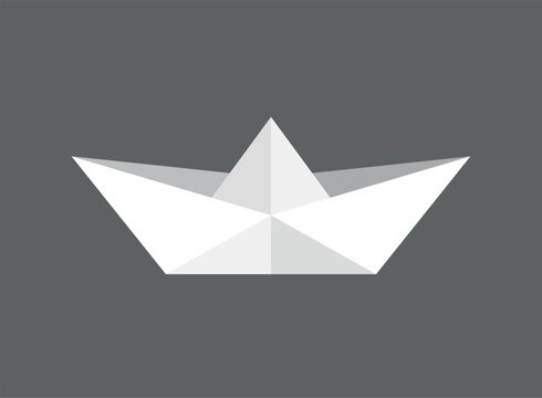 Paper boat icon. Symbol of travel or sailing, change or freedom. Children's symbol of hope. A boat folded from a sheet of paper or newspaper.