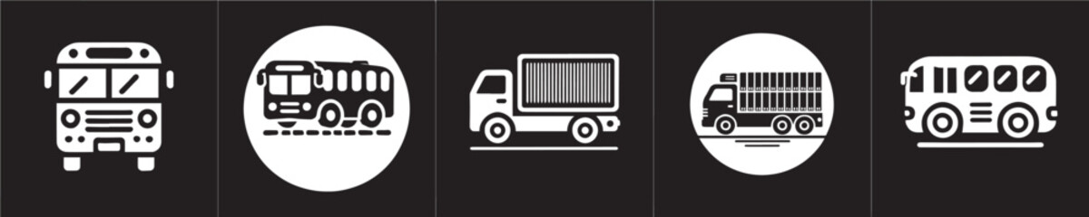 Vector set of truck silhouette icons