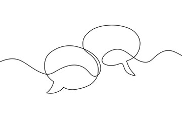Speech bubble continuous one line drawing, Empty speech minimalist linear illustration made of single line.