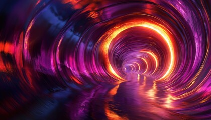 360-Degree Seamless Panoramic View Of A Dark Tunnel With Glowing Light Illumination In Digital Format.