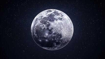 Fototapeta premium A stunning view of a full moon surrounded by twinkling stars in a night sky.