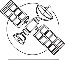 Satellite Icon in Simple Line Art - Vector Graphic