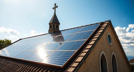solar panels on church roof side view