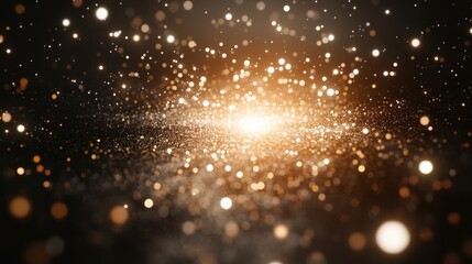 Fototapeta premium A mesmerizing display of golden sparkles against a dark backdrop, creating a captivating cosmic atmosphere.