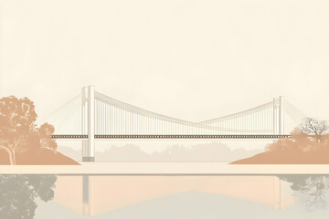 Fototapeta premium Vector graphic of a bridge design with structural details and dimensions with space for text