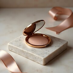 Elegance in Compact Silk Ribbons Adorn Luxurious Makeup