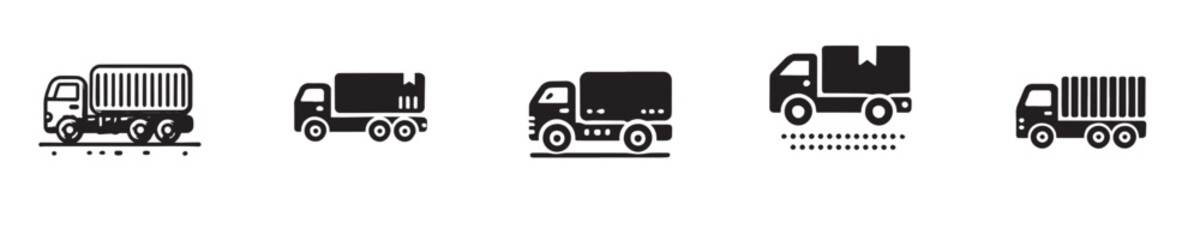 Fototapeta premium Vector set of truck silhouette icons