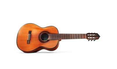 Classical acoustic guitar on a transparent background 