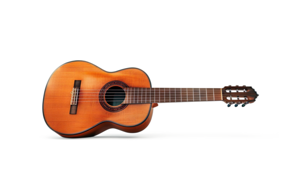 Classical acoustic guitar on a transparent background 