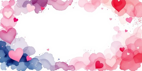 Watercolor Valentines Banner with Hearts for Love Design