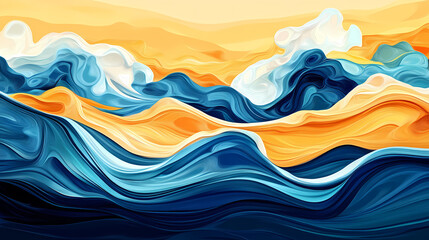 Abstract waves, summer beach, bright tones. Seabreeze. Illustration