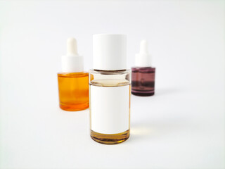 skin care product bottles isolated on white background