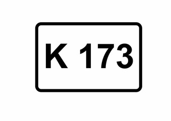 Illustration eines Kreisstraßenschildes der K 173 in Deutschland	