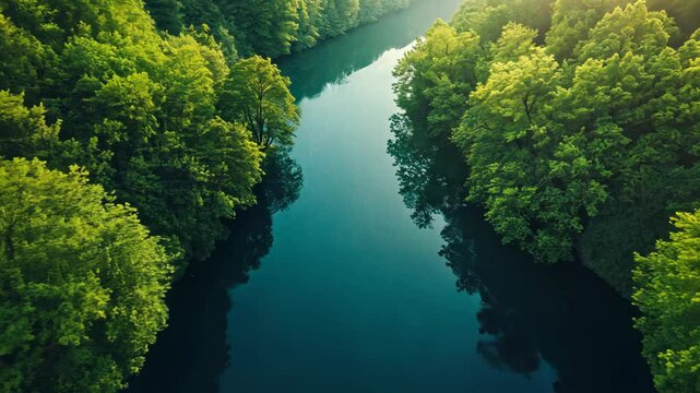 long river surround with green tropical forest, nature landscape 