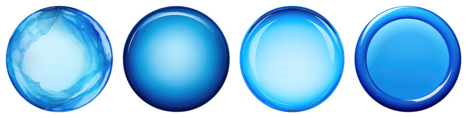 Blue circle isolated on transparent background, Set of