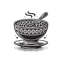 Cereal bowl Silhouette - Minimalist cereal bowl vector - cereal bowl illustration.