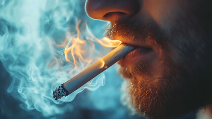 Fototapeta premium isolated smoking cigarette with smoke on white background perfect for cigarette design and creative artwork 