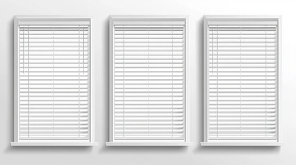 Window venetian blinds, jalousie curtains isolated on transparent background. Vector realistic set of white plastic louver shades for house or office interior