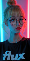 photo a beautiful young woman, posing, girl in glasses