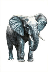 Obraz premium A drawing of an elephant with tusks on a white background