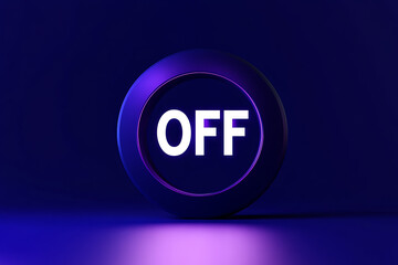 Bold "OFF" text illuminated as if emerging from a dark blue background, creating a modern and impactful visual perfect for technology, power, or minimalistic design themes