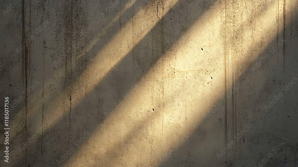 Aufkleber sunlight creating shadows on textured concrete wall background