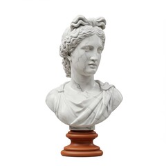 Obraz premium A 3D illustration of a classical white marble bust sculpture isolated on a white background