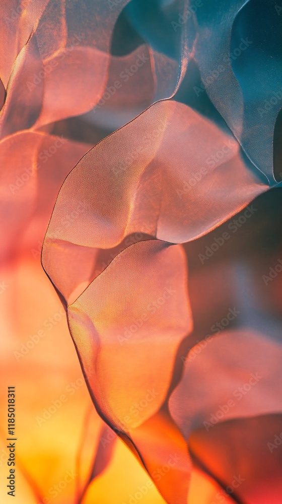 Aufkleber orange and teal fabric flowing creating abstract shapes
